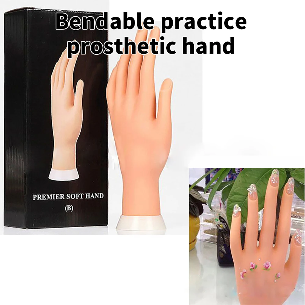 Practice Hand For Manicure Nail Hand Training Model Flexible Movable Prosthetic Soft Fake Nail Printer Manicure Nails Tool images - 6