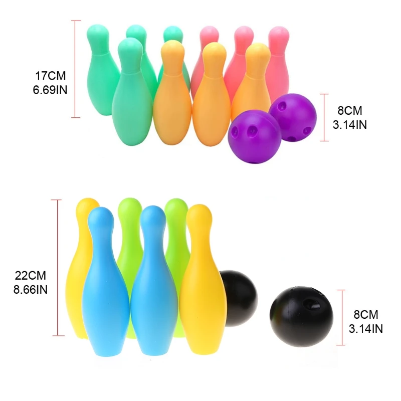

Small Plastic Bowling Pin Bowling Ball Set Fun Indoor Family Games Educational Toy Balls for Kids Boys Girls Entertainment Child