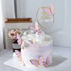 Хэппи топперы для торта на день рождения бабочки торта топперы ручной работы расписанные праздвечерние чные украшения торта для свадьбы День рождения украшения торта