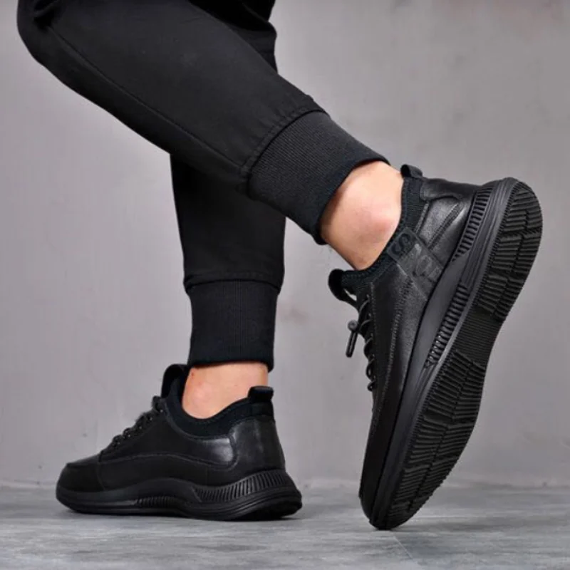 Туфли мужские с острым носком ПУ эластичная резинка дышащая спортивная обувь