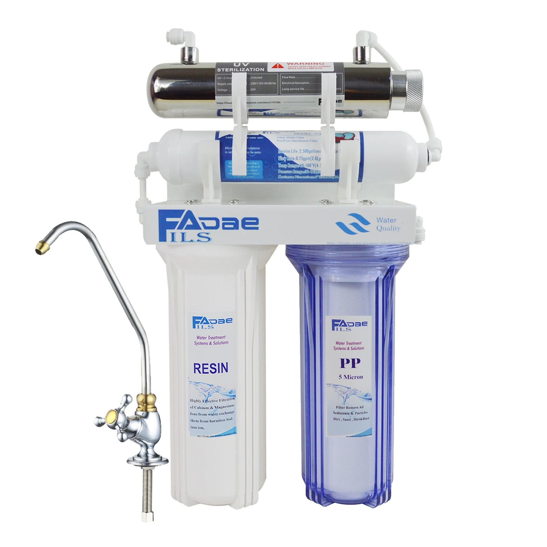 High Quality! 4-Stage Undersink Softener Drinking Water Filtration System with ultraviolet sterilizer -Kitchen use | Бытовая техника