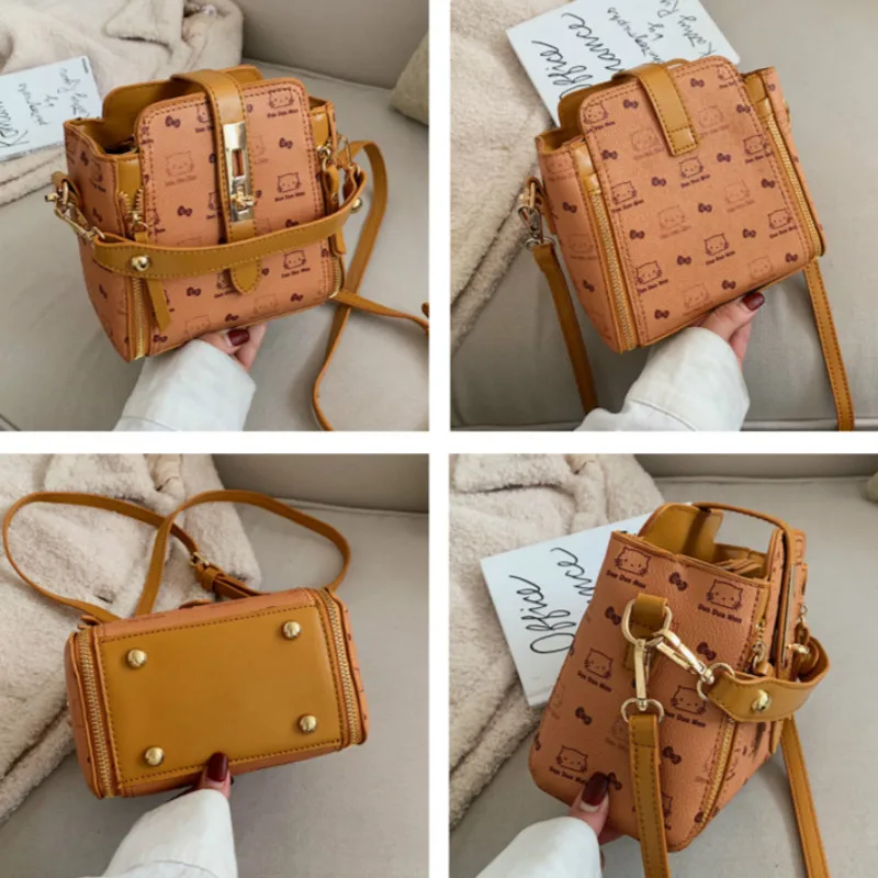 

2021 New Trendy Bucket Bags For Women Cat Bow-Knot Pattern Luxury Messenger Shoulder Bag Style Handbag Hot Sale designer bag