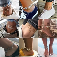 bohemian shell anklet set fashion multilayer link chain personality charm beach ankle jewelry women accessories gifts