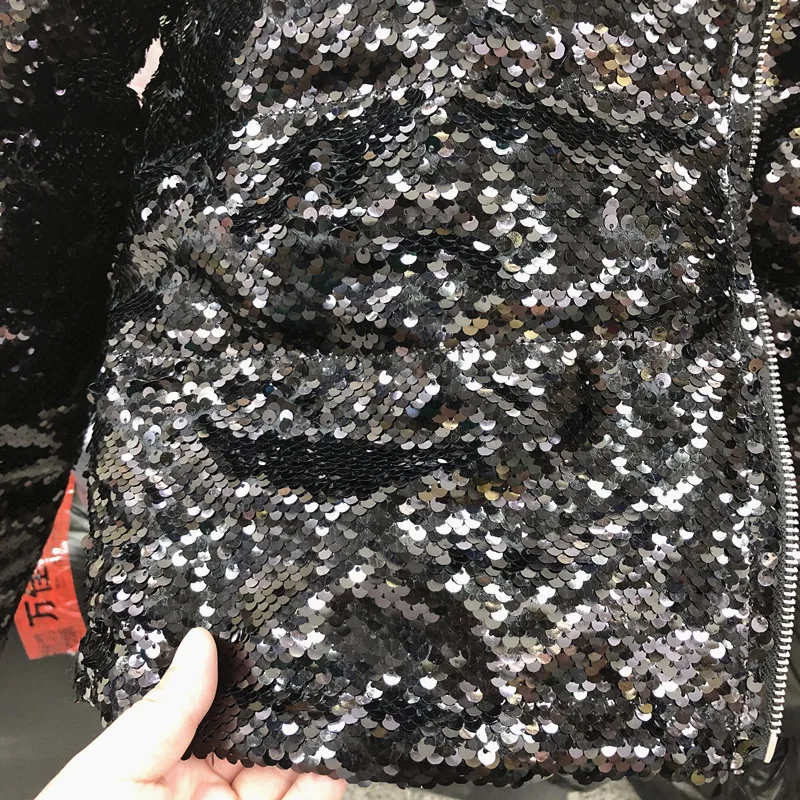 BF Стиль Уличная Женская корейская зимняя куртка женская черная с блестками свободная короткая мотоциклетная куртка с капюшоном хлопковое пальто LJ746