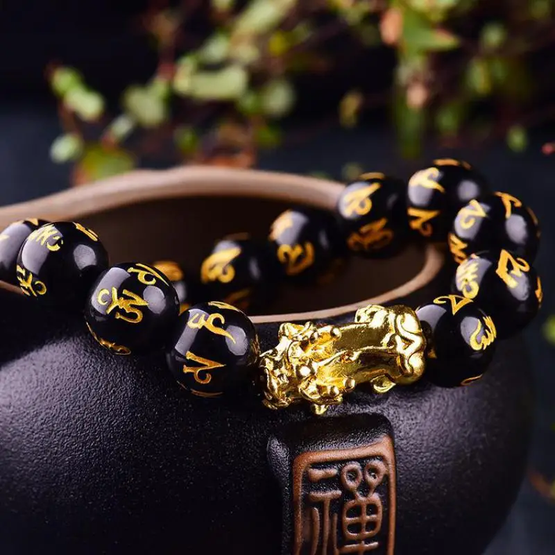 Бусины из натурального камня браслет пары черный и красный оникс шесть слов с