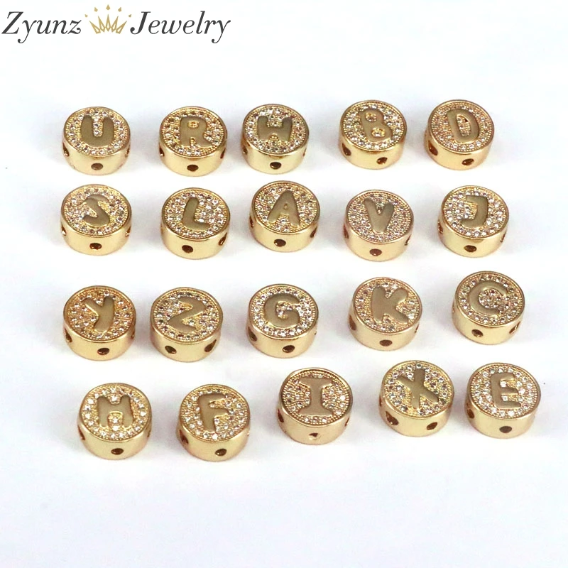 26 шт. металлические бусины золотого цвета с большим отверстием алфавит ожерелье