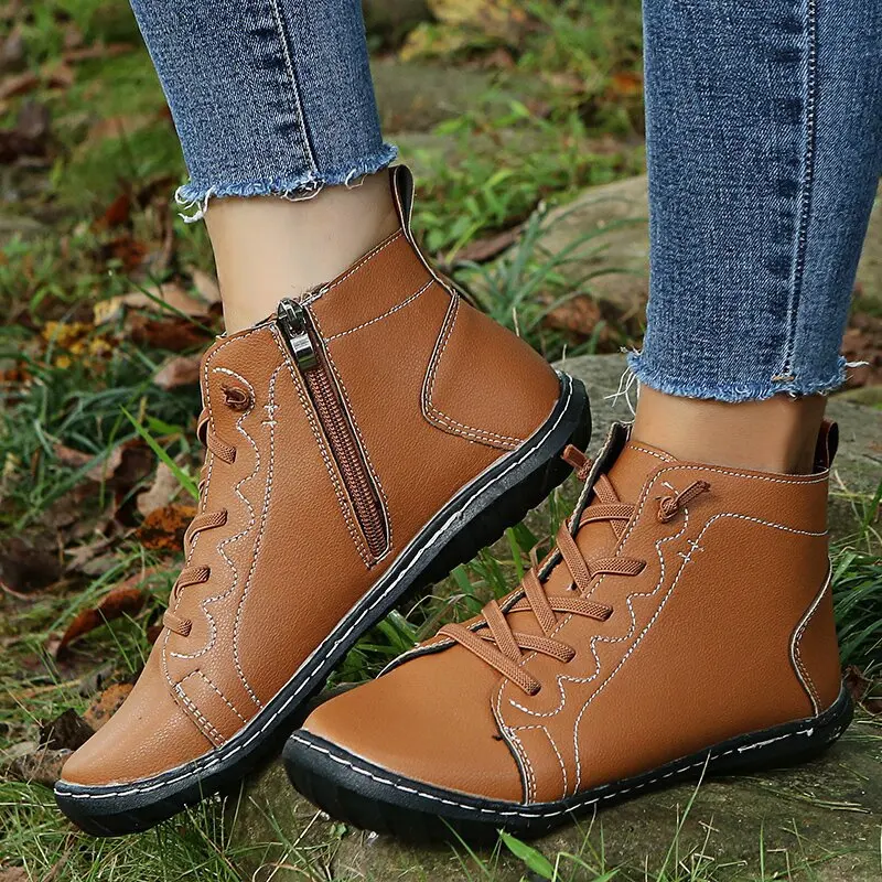 

New Flat Shoes Shoes for Women Flats Side Zipper Up Round Toe Sneaker Comfortable Casual Shoes Slip on Loafers Chaussure Femme