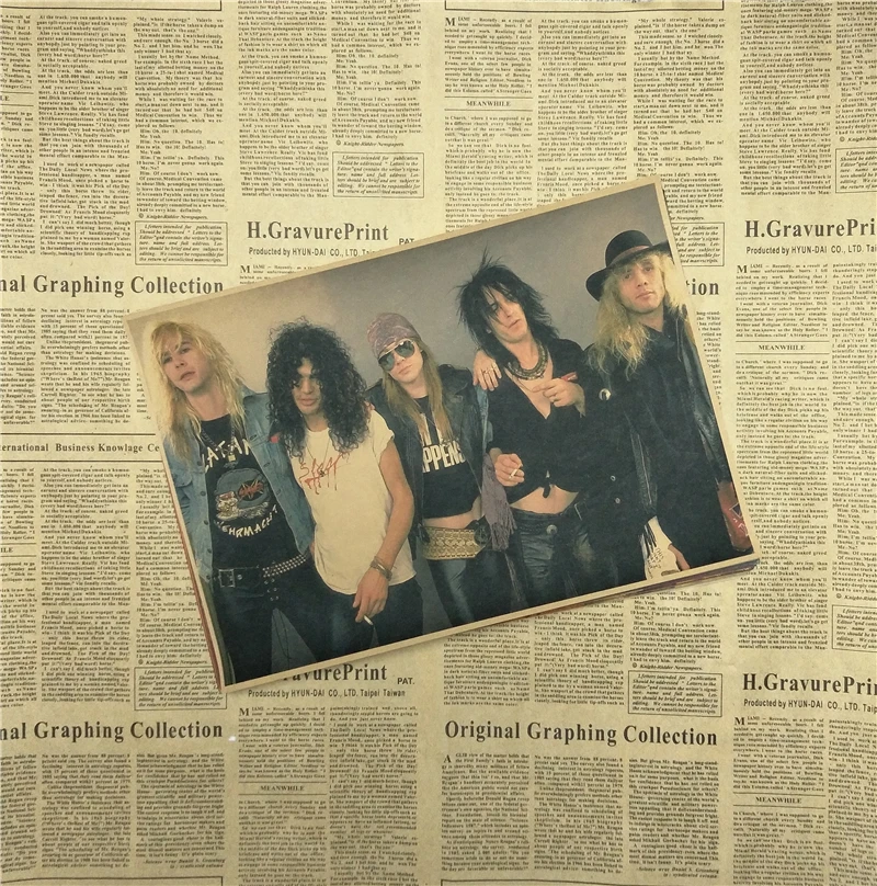 Винтажный постер Guns N плакат с розами Slash рок-гитарист картина Мастер ретро -