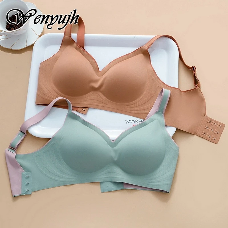 

WENYUJH Latex Bra Push Up Bralette Seamless Bra For Women Gathers Shock-proof Intimate Underwear Comfortable Sexy One Piece Bra