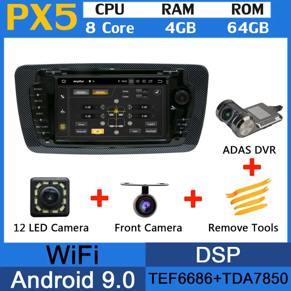 PX5-Adas 5 USB порт Android 9,0 PX6/Восьмиядерный автомобильный dvd-плеер для сиденья Ibiza 2009 2010 2011 2012 2013 Автомобильный Радио DSP gps Мультимедиа - Цвет: PX5-Adas
