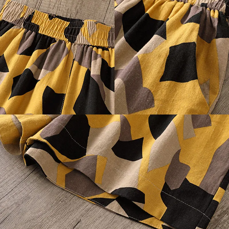 

Summer Shorts Women Soft Cotton Linen Shorts Men Casual Large Size Spodenki Damskie Fashion Printed Elastic High Waist Shorts