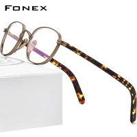 fonex pure titanium glasses frame men retro square prescription eyeglasses women 2021 new vintage myopia optical eyewear f85653