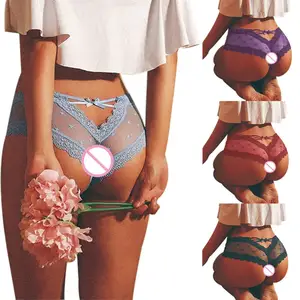 Женские сетчатые трусики в клетку с бантом, сексуальное прозрачное кружевное нижнее белье с бантом