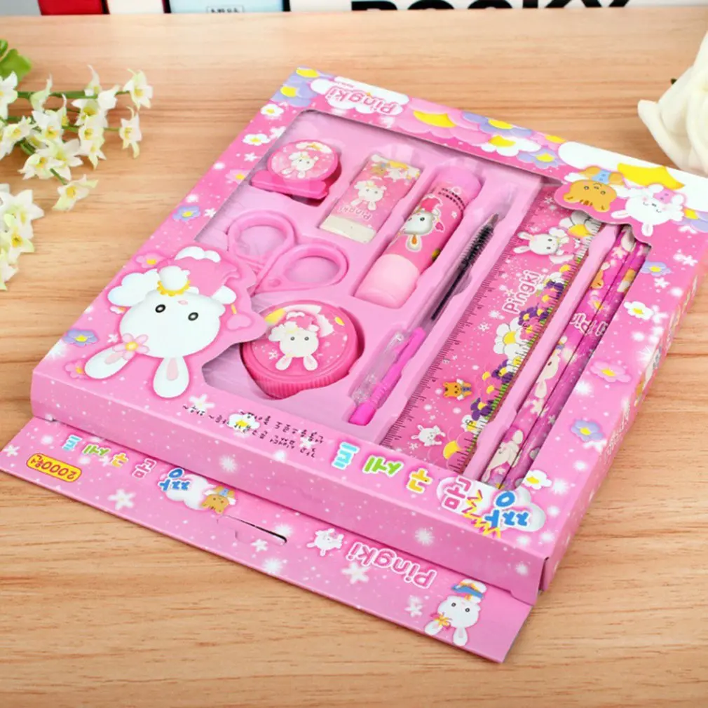 1 Набор мультипликационный кавайный карандаш линейка точилка для ушей 9 в