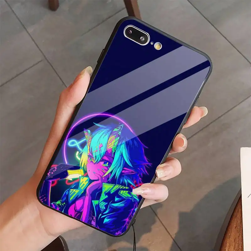 

Neon Oni Girl anime aesthetics Phone Case Tempered glass For iphone 5C 6 6S 7 8 plus X XS XR 11 PRO MAX