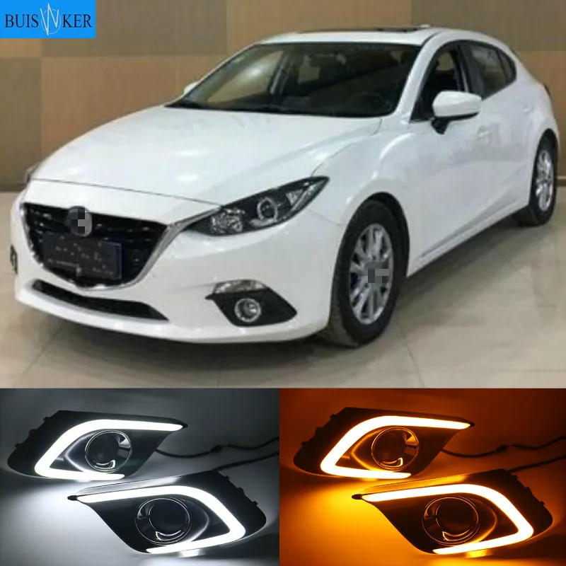 

DRL For Mazda 3 Mazda3 Axela 2014 2015 2016 LED DRL Daytime Running Lights Daylight Fog lamp with turn signal light