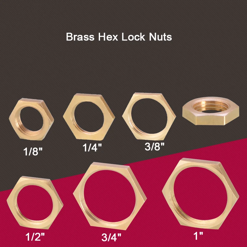 10 Pcs/lot Brass Pipe Fitting Hex Lock Nuts Copper Hexagonal Fastening Nuts Plumbing Pipe Fittings 1/8" 1/4" 3/8" 1/2" 3/4" 1"