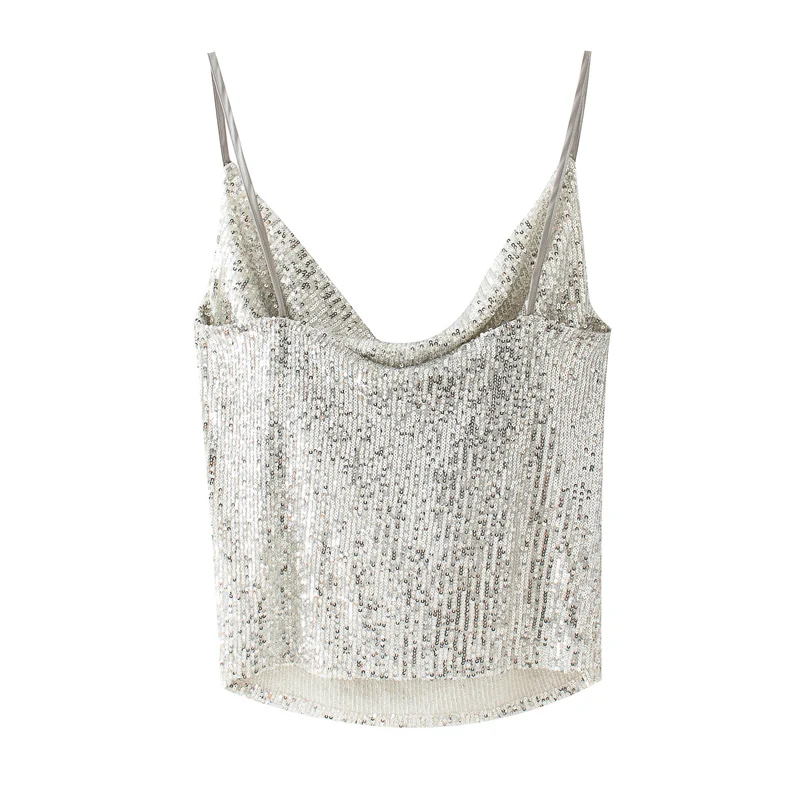 

Summer women's camisole casual solid color sequin camisole