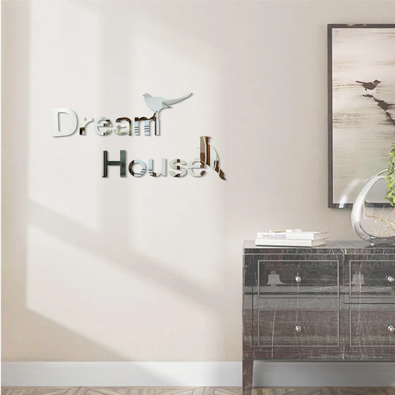 DREAM HOUSE BIRD DIY акриловые наклейки на стены Зеркальная Наклейка s Спальня наклейка