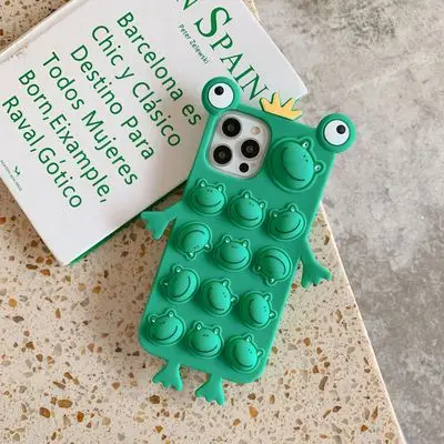 

Green Frog Prince Bubble Funny Mobile Phone Shell Apple Decompression Style For Couples Lovers Phone Case 2021 Unique