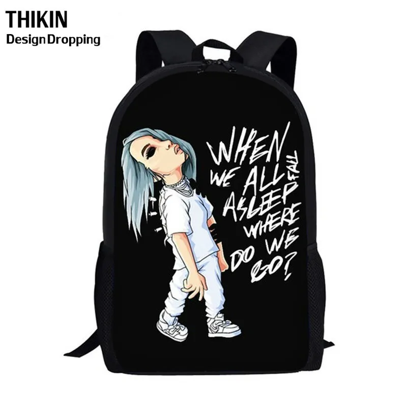 THIKIN Новые 3 шт./набор Billie Eilish школьные сумки для подростков мальчиков и девочек хип-хоп детский школьный рюкзак Rapper Женская Повседневная сумка