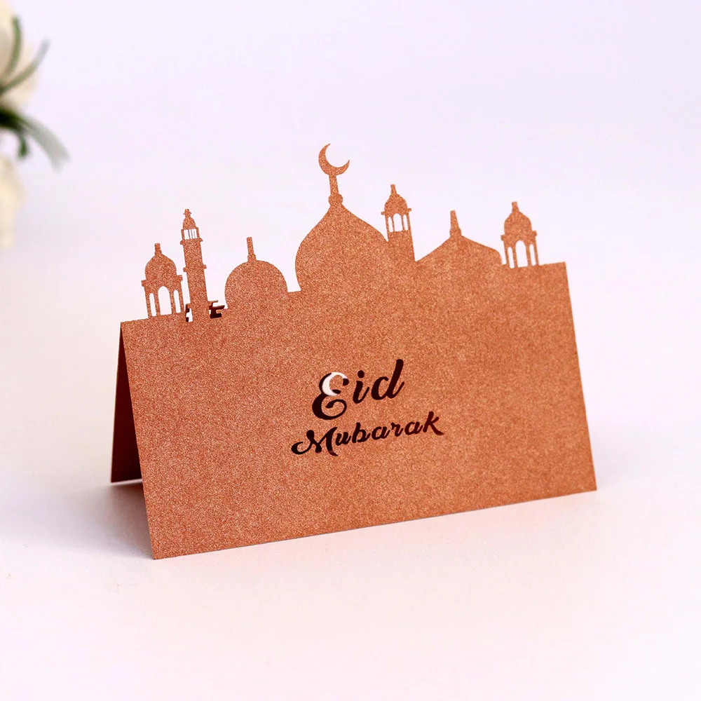 50 шт./лот Eid Mubarak лазерная пустотелая зеркальная карточка для мусульманского