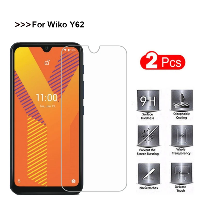 2 шт. закаленное стекло для Wiko Y62 защита экрана 9H Защитная стеклянная пленка