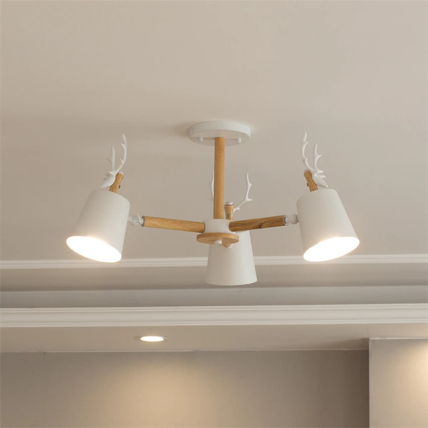 Деревянные люстры в скандинавском стиле с рогами современные светильники для
