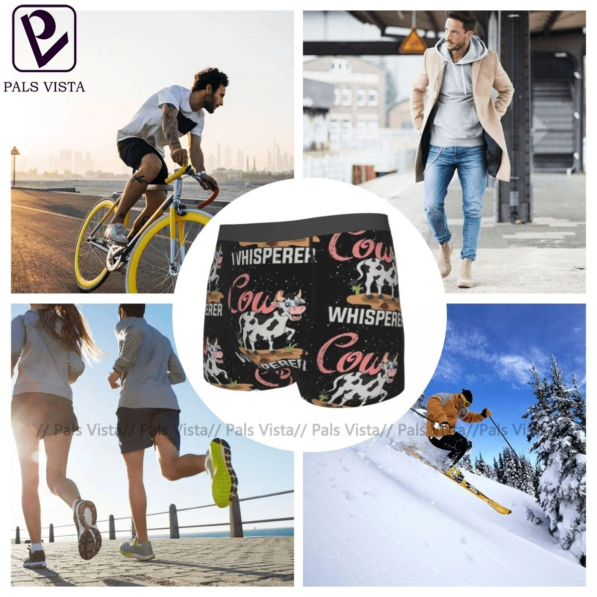 

Cow Underwear Custom Polyester Sublimation Trunk Trenky Males Plain Boxer Brief