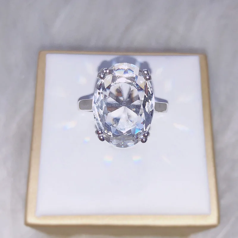 Женское кольцо с бриллиантом S925 из серебра 925 пробы 3 каратами|Кольца| |