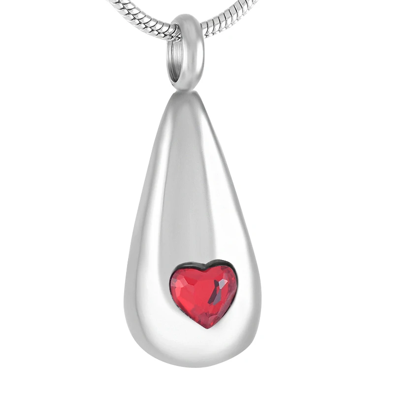 

IJD8655 Stainless Steel Cremation Teardrop Crystal Heart Keepsake Pendant for Ashes Urn Memorial Souvenir Necklace Women Jewelry