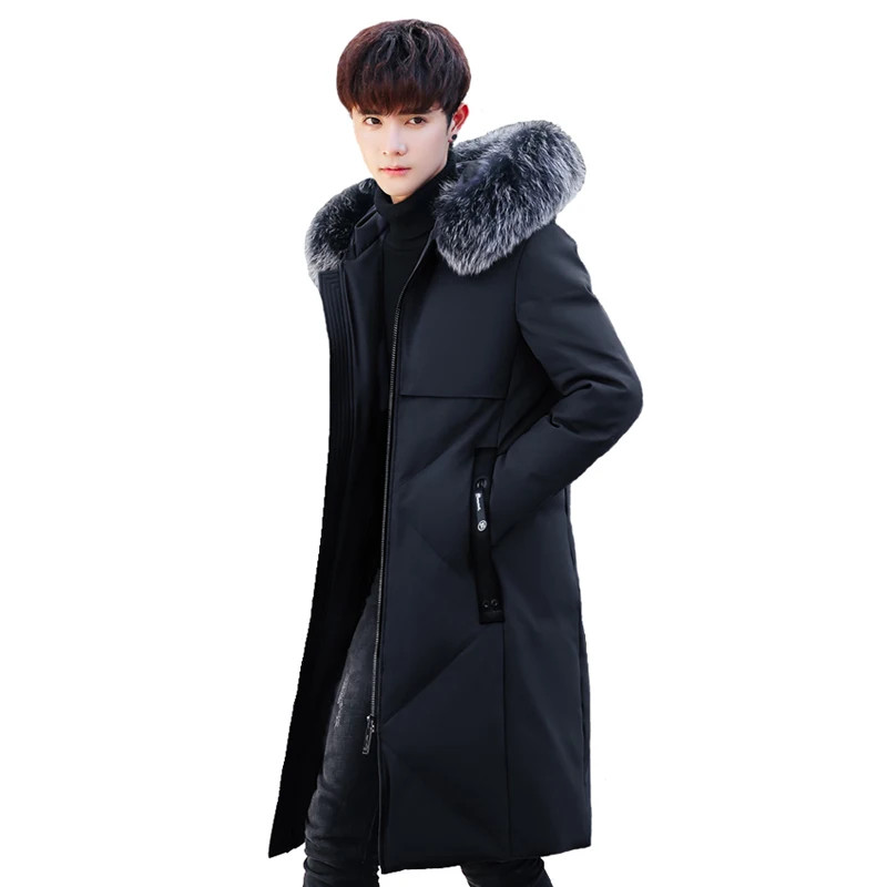 Зимняя куртка Мужская парка парный пуховик Лисий большой меховой воротник