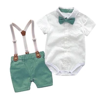 baby boy clothes summer gentleman birthday suits newborn party dress soft cotton solid rmper belt pants infant toddler set