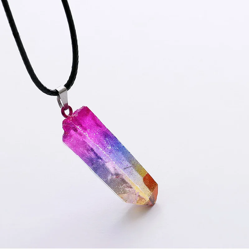 Модное цветное Радужное ожерелье с подвеской из натурального кварца цепочкой чокер Druzy для женщин ювелирное