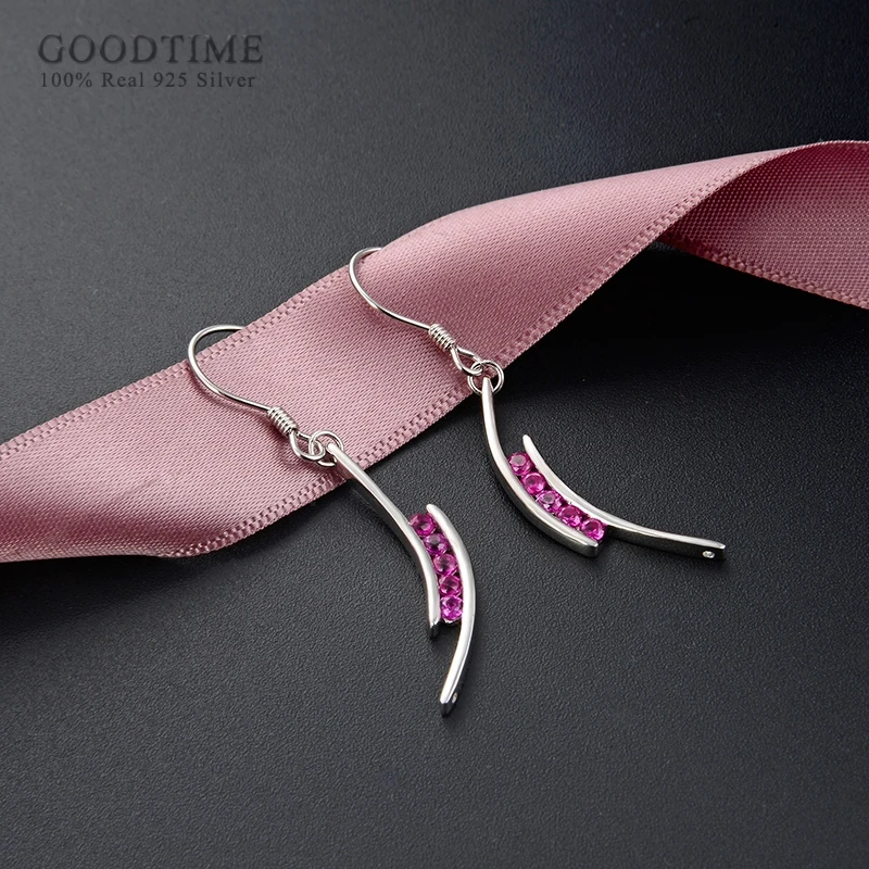 

Trendy Earring Pure 925 Sterling Silver Earrings Fashion Geometric Purple Zircon Earrings Girl Women's Sweet Earrings Gift