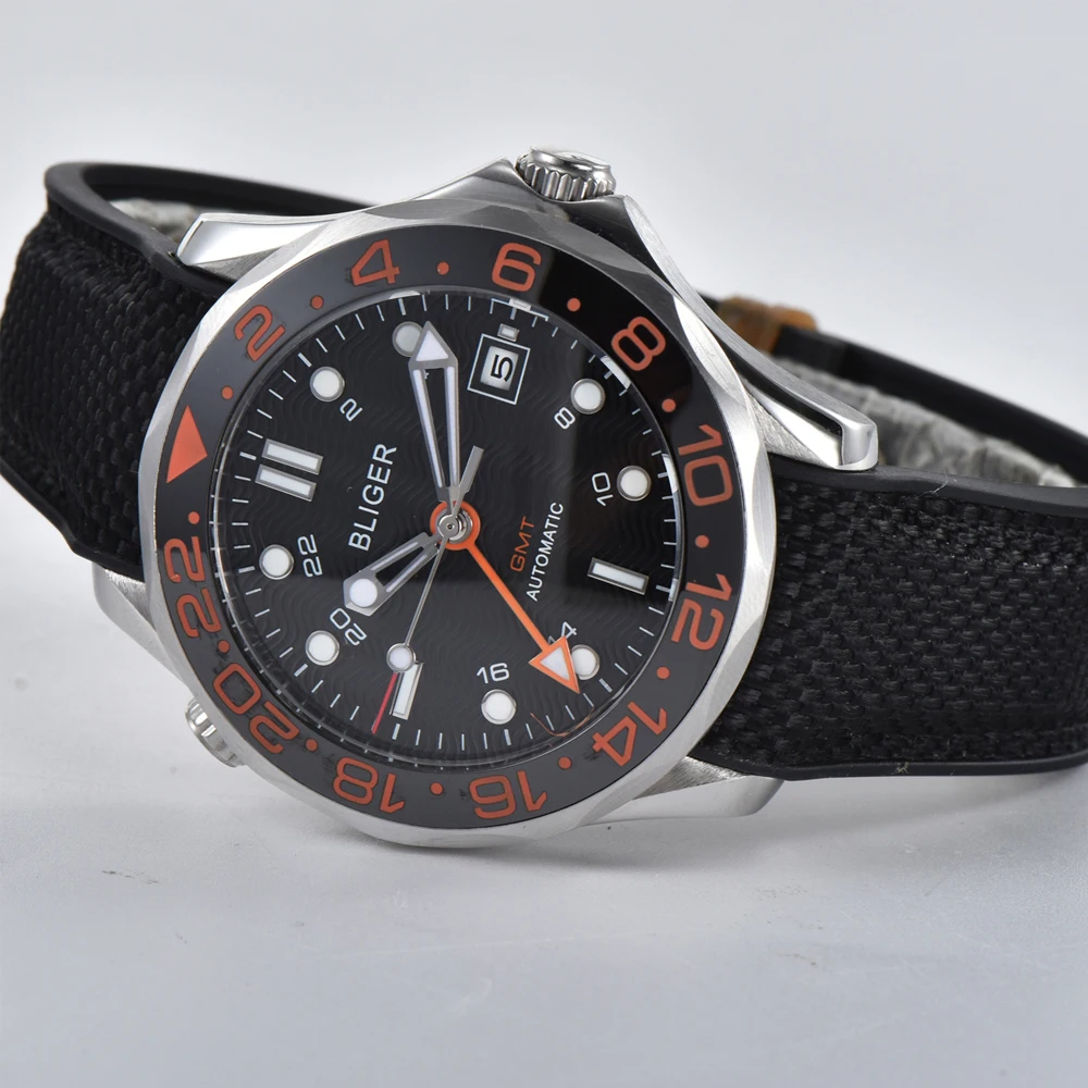BLIGER41MM мужской черный циферблат керамический Безель автоматические механические