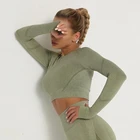 Seamless Yoga Shirt Sport Gym Suits Fitness Women Running Crop Tops Push Up Long Sleeve Female Workout High Impact Activewear