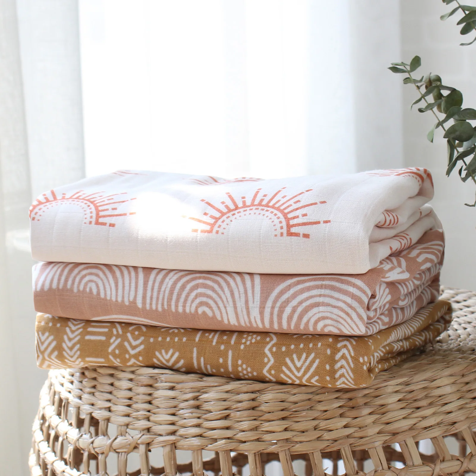 TR Bamboo Cotton Soft Baby Blankets Newborn Muslin Swaddle Blanket for Newborn Girl and Boy Baby Bath Towel