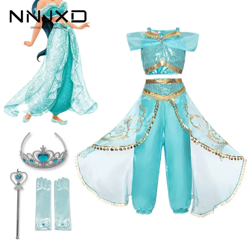 Girls Aladdin's Lamp Belly Dance Cosplay Costumes Princess Christmas Dresses Kids Halloween Clothes For Children | Детская одежда и