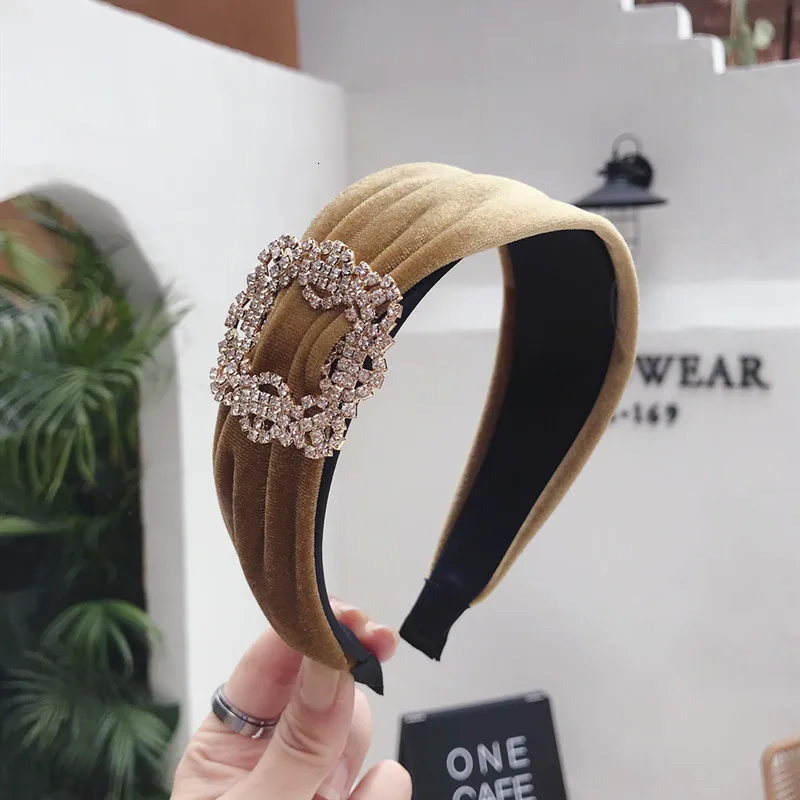

Korea Fashion Hand Made Black Gray Coffee Color Retro Fabric Hair Ornaments Accessories Diamond Hair Band Headbands For Women