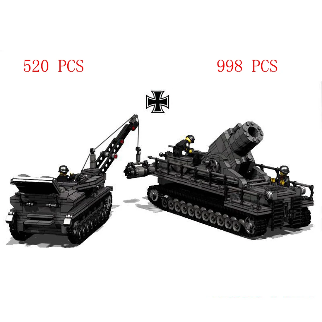 

hot military WWII German Army Karl Giant artillery tank Ammunitiones tractor on Panzer IV weapon war equipment block bricks toys