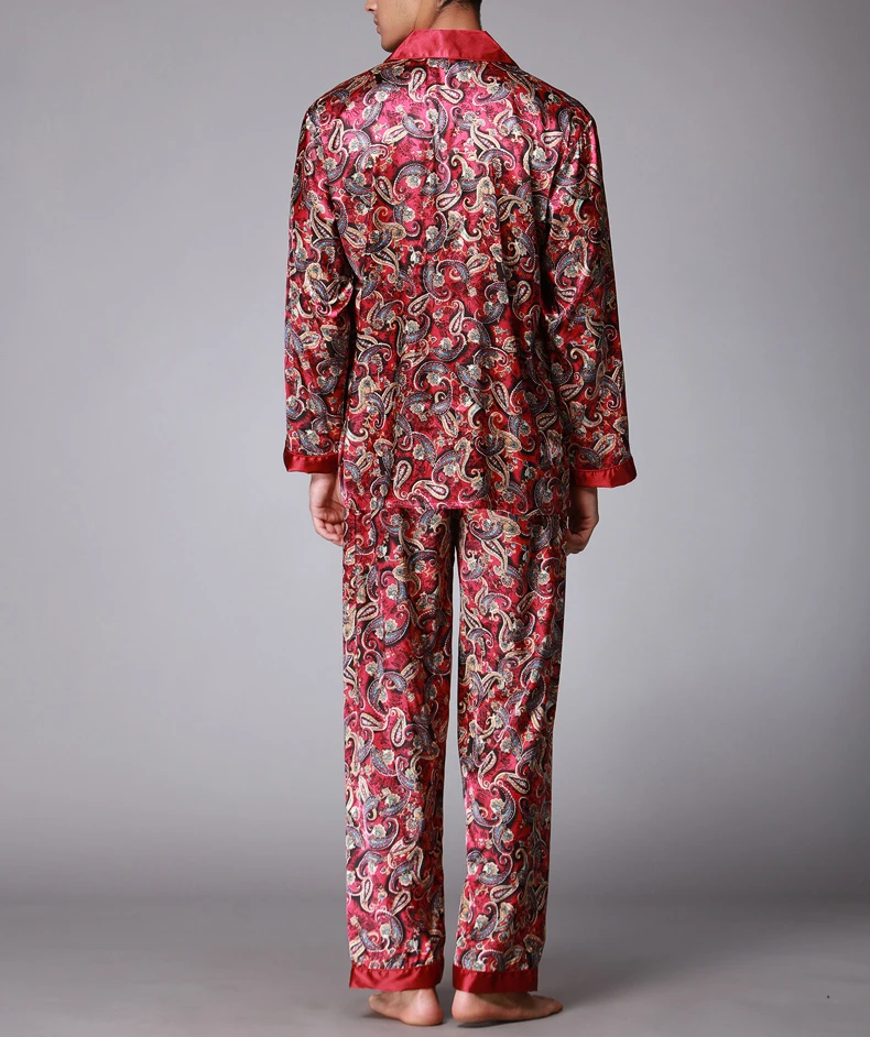 Пижамные комплекты для мужчин атласная шелковая пижама пижамные костюмы