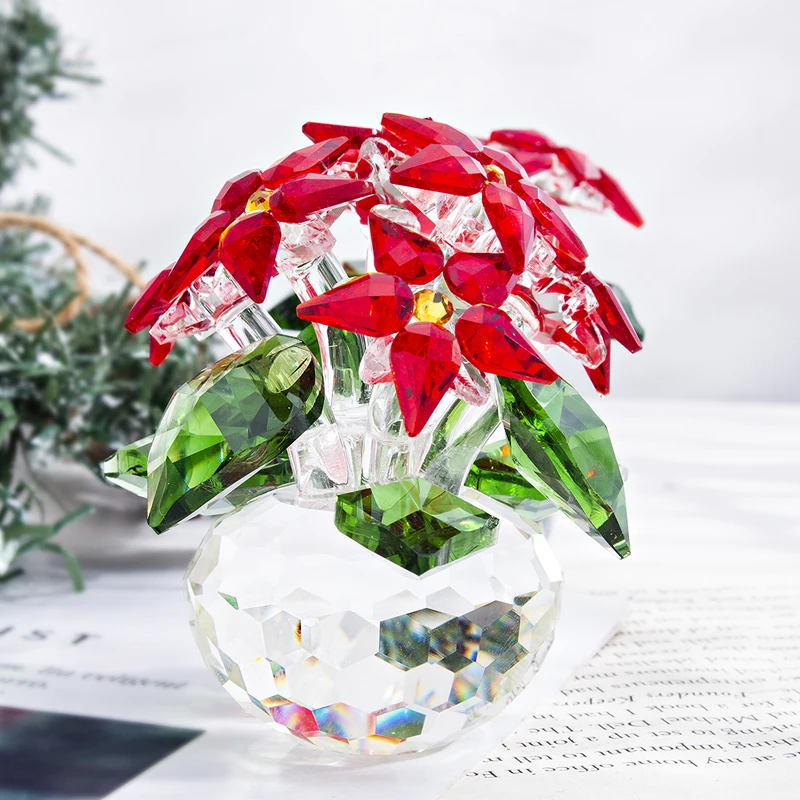H & D хрустальные статуэтки Poinsettia праздничное Рождественское украшение декор для