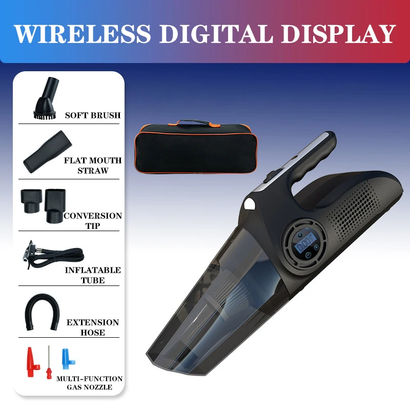 Precio Aspiradora De Coche Inalámbrico 4 En 1, Bomba De Inflado Con Pantalla Digital, Portátil, 120W, Uso Doméstico O En Coche, Compresor De Aire Inflable Automático