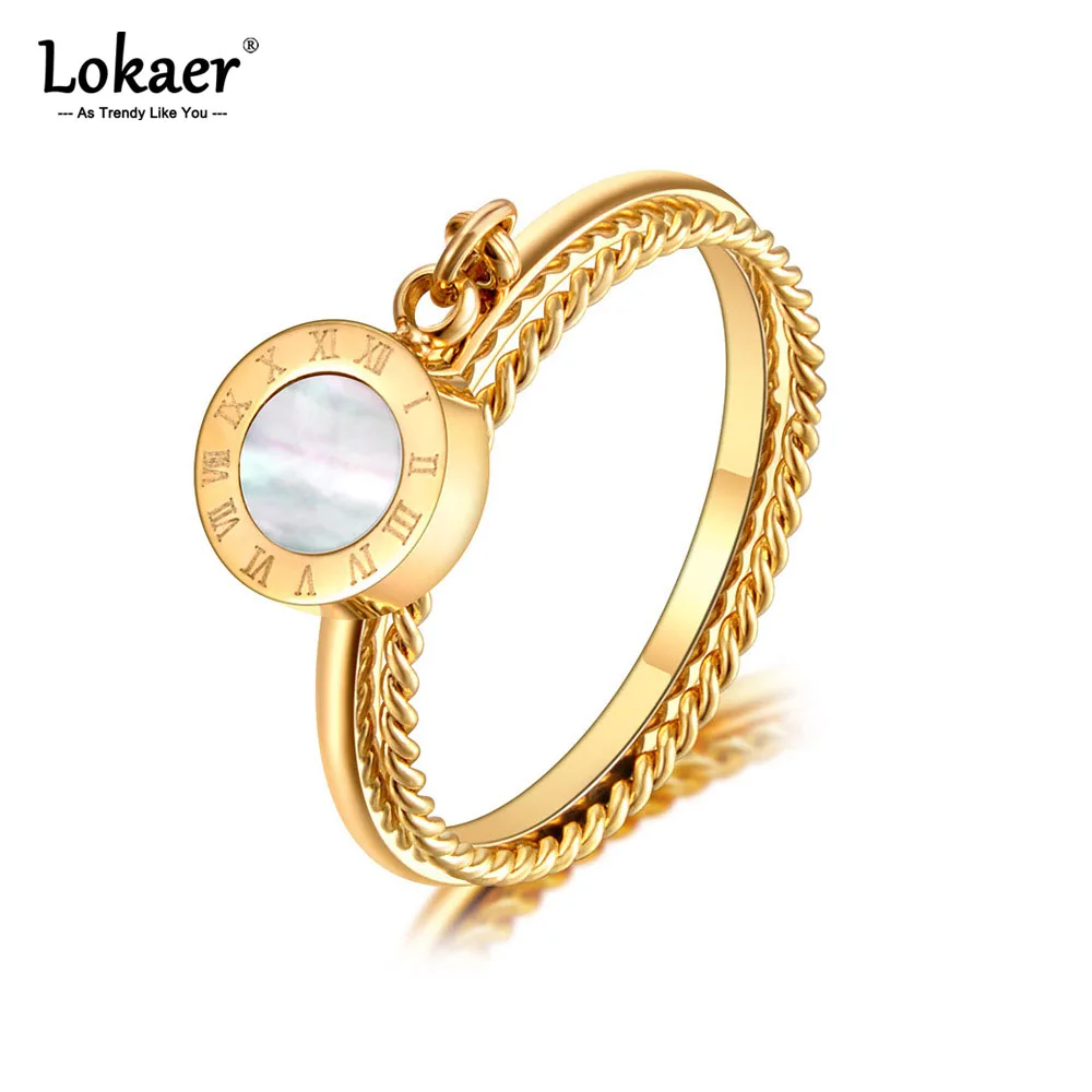 Lokaer Мода оригинальный дизайн римскими цифрами вечерние кольца из нержавеющей