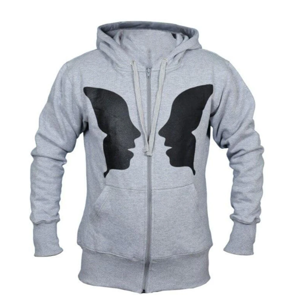 

Black Character Printed Casual Plus Size Coat for Women Fashion Long Sleeve Hooded Loose Jacket High Street Zipper Up Outerwears