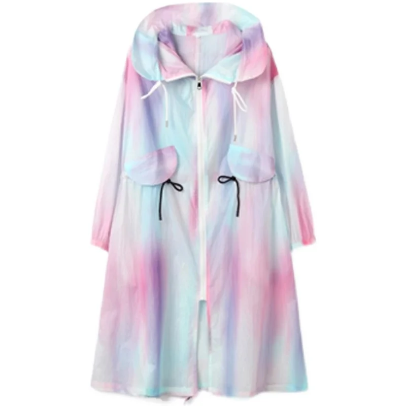 

Holiday Long Sleeve Summer Letter Print Women's Wear Outerwear 2021 New Loose Korean Zipper Hooded Plus Size Coats Jacket