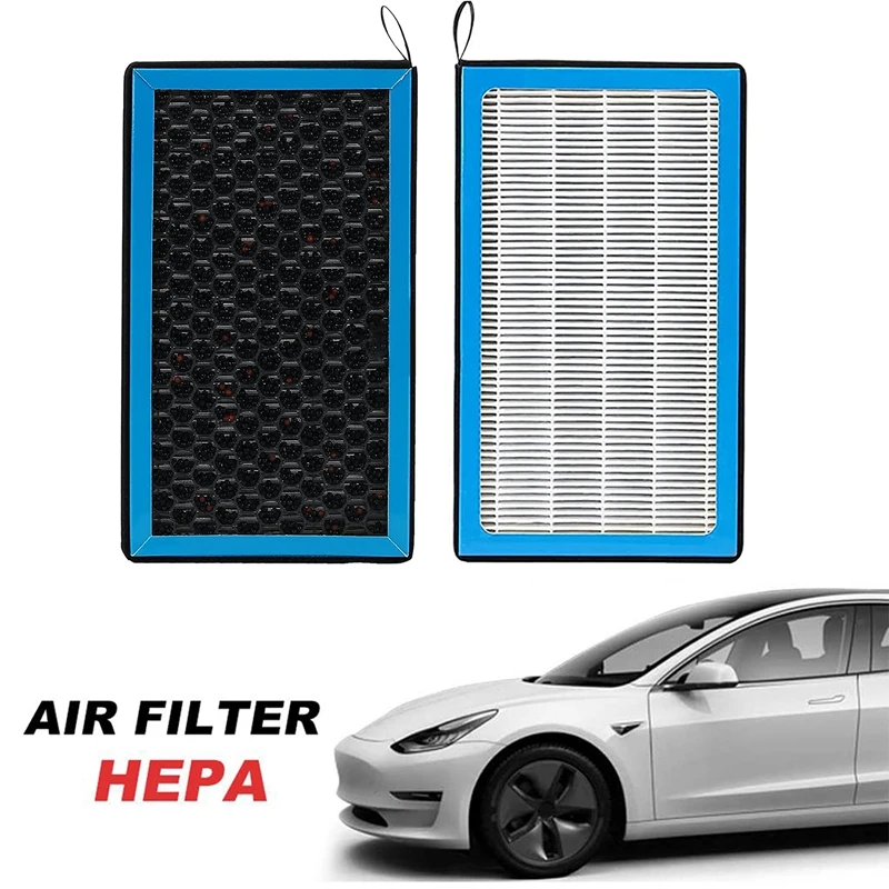 

Car Air Filter HEPA Air Conditioner for Tesla Model 3 Model Y High Flow Air Cleaner, with Activated Carbon, 2 Pack