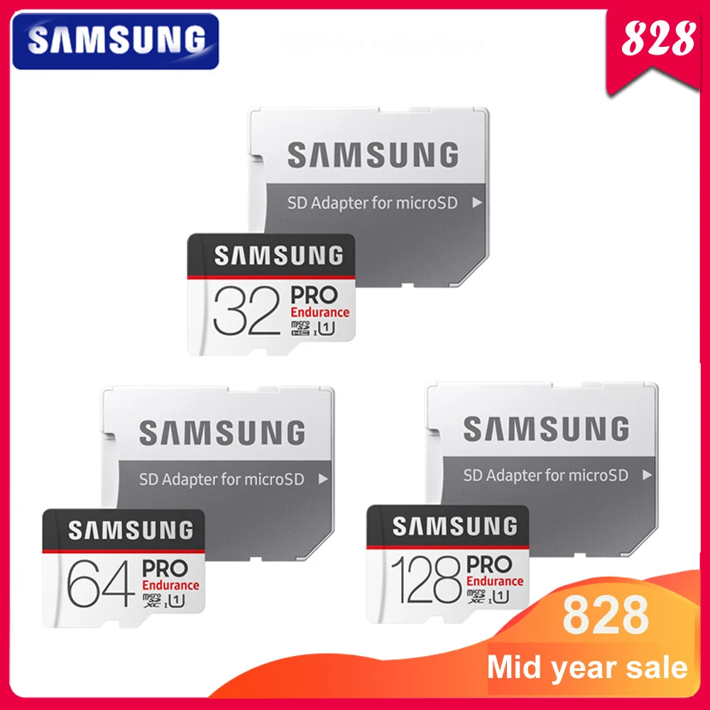 Карта памяти SAMSUNG Micro SD карта PRO выносливость 100 МБ/с./с 32 Гб 64 128 ГБ SDXC SDHC класс 10 TF C10