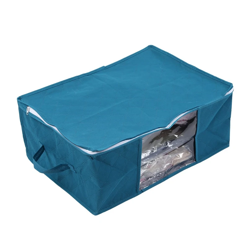 HOT-3Pcs Non-Woven Foldable Storage Box Family Save Space Clothes Organizer Home Quilt Bag Holder Blue |